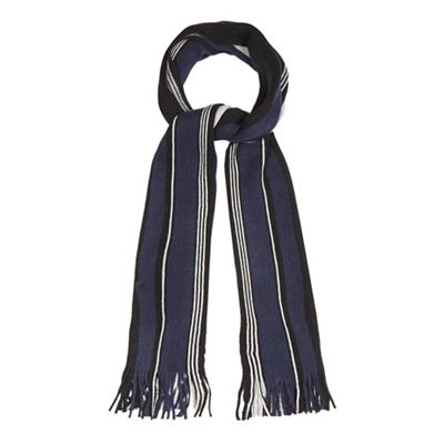 Grey fine stripe colour block scarf